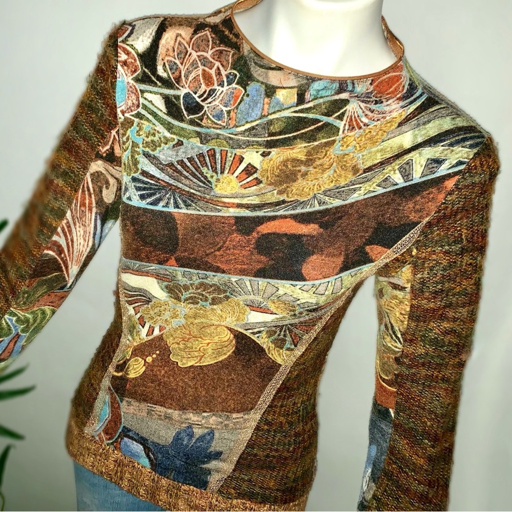 F U N K Y :: Unique Vintage Y2k Knit Mixed Media Sweater View 2